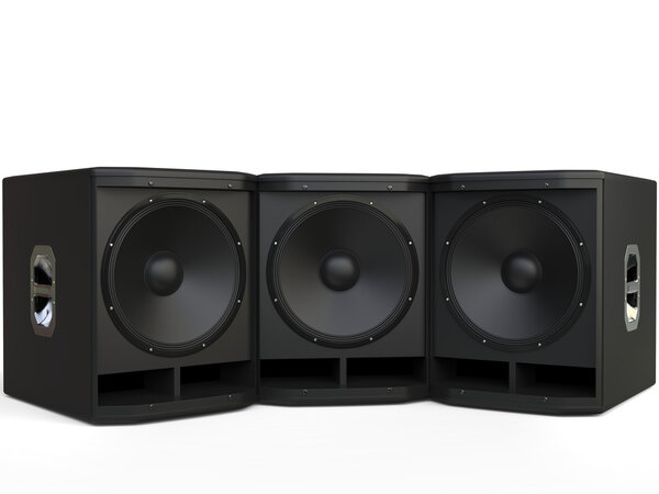Three small subwoofer speakers