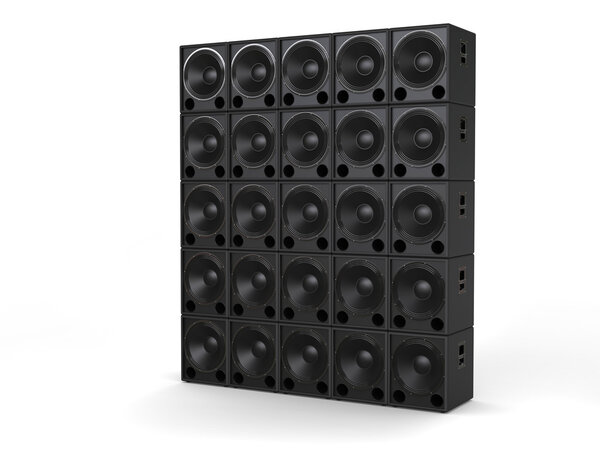 Hifi subwoofer speakers stacked