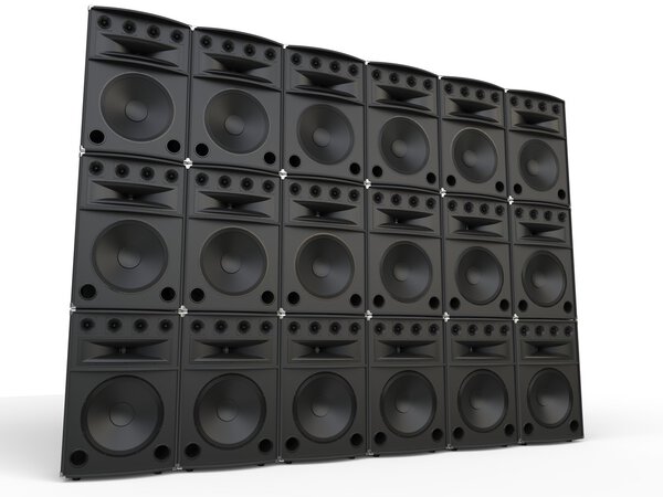 Wall of full range loudspeakers - studio shot