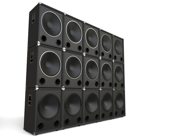 Subwoofer speakers stacked - studio shot