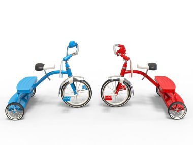 Mavi ve kırmızı bisikletler