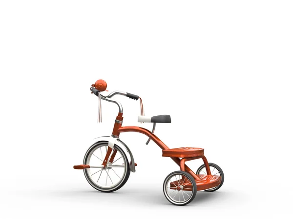 흰색 바탕에 오렌지 세 발 자전거- — 스톡 사진