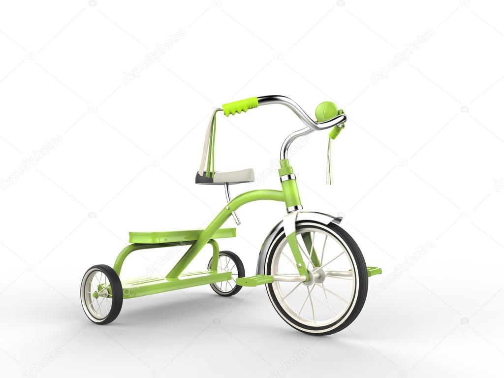 Green tricycle - studio shot