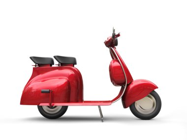 Kiraz kırmızı vintage scooter - yan görünüm