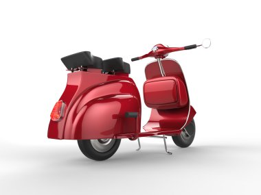 Kiraz kırmızı vintage scooter - arkadan görünüm