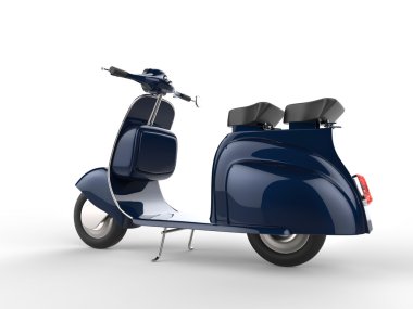 Derin mavi eski stil moped