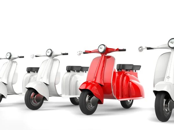 Red scooter stands out — Stock Photo, Image