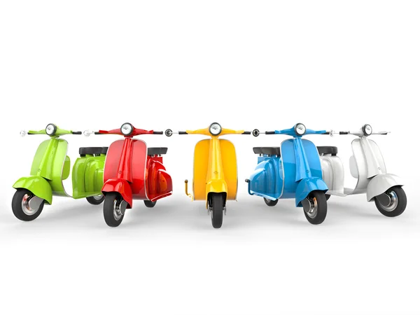 Luminosi e colorati ciclomotori vintage — Foto Stock