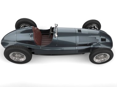 Klasik kobalt mavi yarış arabası - tepeden aşağı görünüm