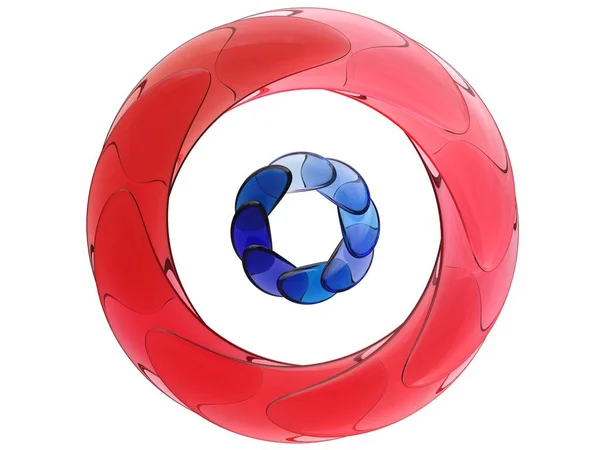 概要赤と青の円形ガラスのデザイン — ストック写真