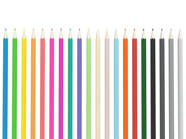 Colored Pencils Full Set Colors Cut Shot — Stock Photo, Image