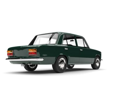 Dark green old soviet era car - back view clipart