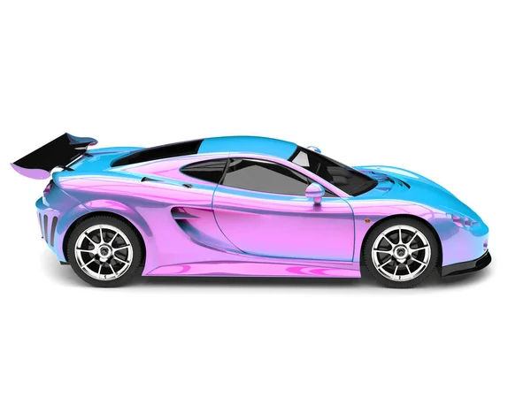 Futuristic Sports Super Car Pearlescent Two Tone Paint Blue Pink — Stock Photo, Image