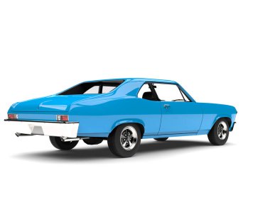 Sky blue old vintage muscle car - rear view clipart