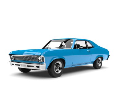Sky blue old vintage muscle car clipart