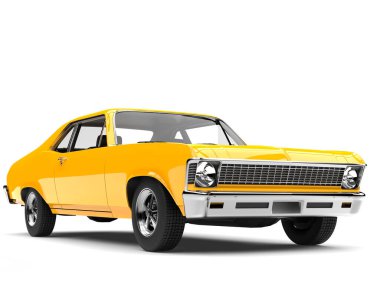 Canary yellow restored vintage muscle car clipart