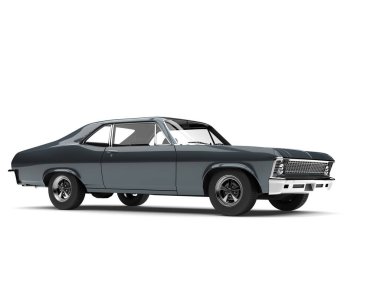 Metallic charcoal gray restored vintage muscle car clipart