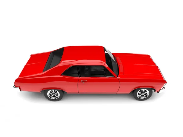 Ruby Červená Stará Vintage Rychlý Sval Auto Shora Dolů Pohled — Stock fotografie