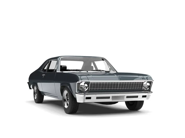 Metallic Charcoal Gray Restored Vintage Muscle Car Front View — Stock Photo, Image