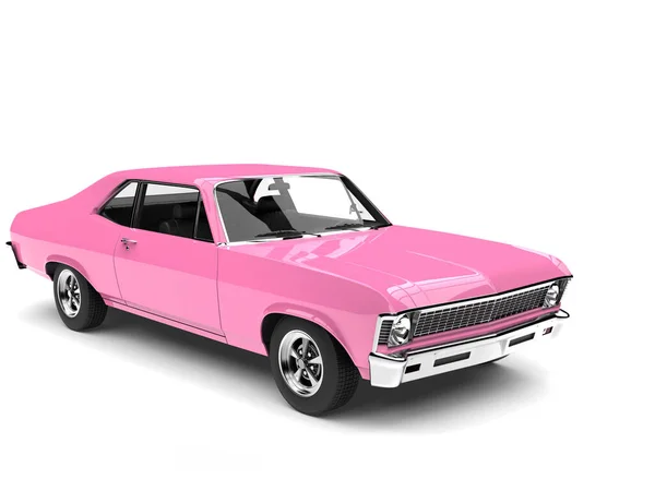 Brilliant Pink Restored Vintage Fast Muscle Car Stock Photo by