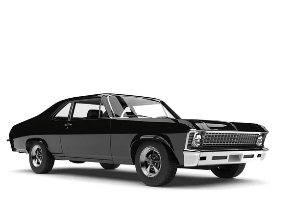 Jet Black Vintage Muscle Car Restored Studio Shot — Stock Photo, Image