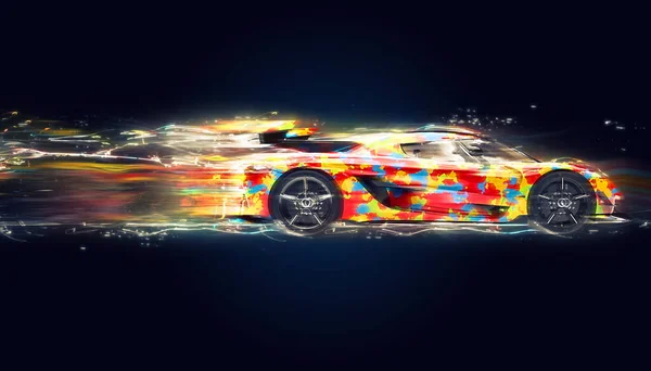 Psychodelic Moderní Supercar Cestování Prostorem Časem — Stock fotografie