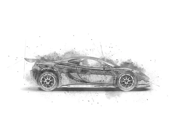 Handgetekend Modern Concept Supercar — Stockfoto