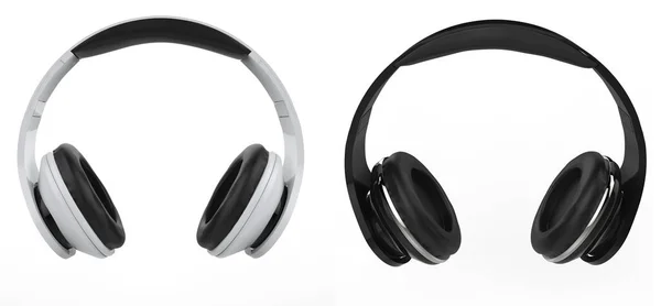 黒と白の現代的なワイヤレスヘッドフォン フロントビュー — ストック写真