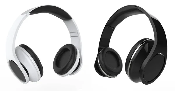 White Black Modern Wireless Headphones Beauty Shot — Stock Photo, Image