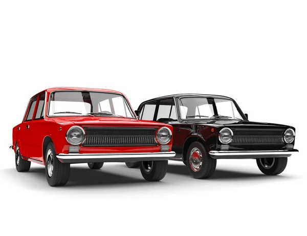 Red Black Soviet Era Vintage Cars Side Side — Stock Photo, Image