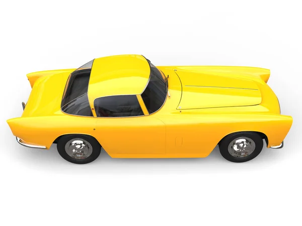Sun Żółty Stary Vintage Muscle Concept Car Widok Góry Dół — Zdjęcie stockowe