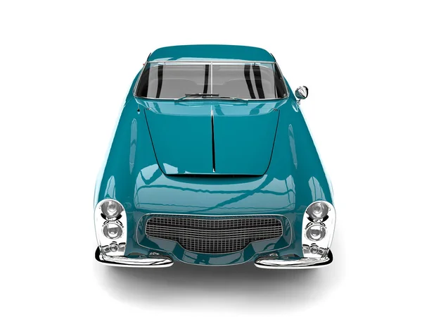 Dark Cyan Vintage Muscle Car Top Front View — Stock Photo, Image