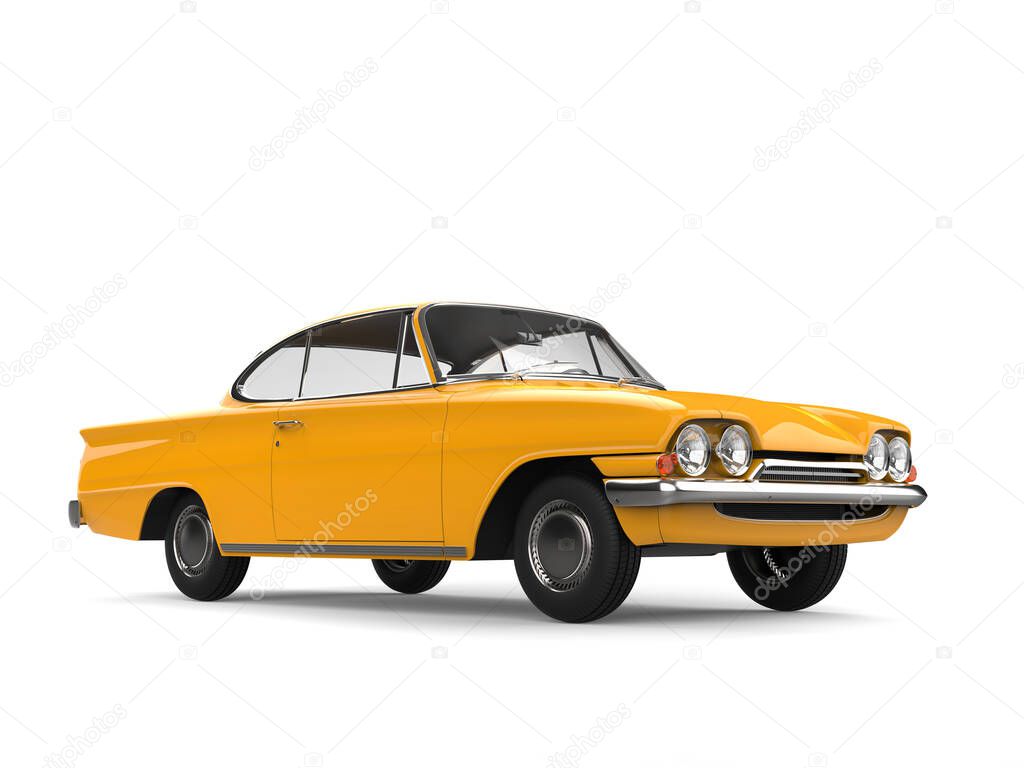 Dim yellow vintage car restored