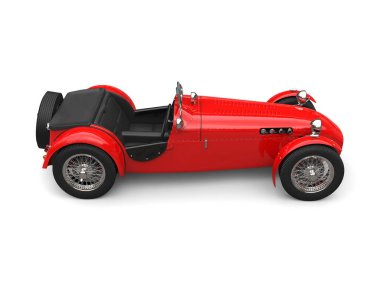 Parlak kırmızı vintage açık tekerlekli spor yarış arabası - tepeden aşağı görünüm