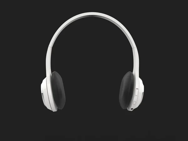 Modern White Slim Wireless Headphones Silver Details Front View — Stock Photo, Image