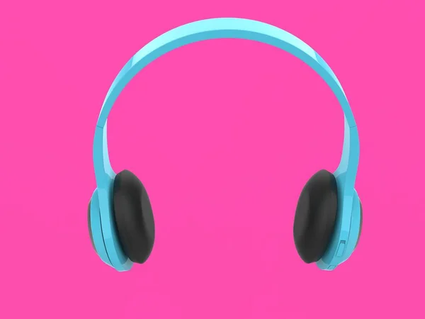 Modern Light Blue Slim Wireless Headphones Silver Details Pink Background — Stock Photo, Image