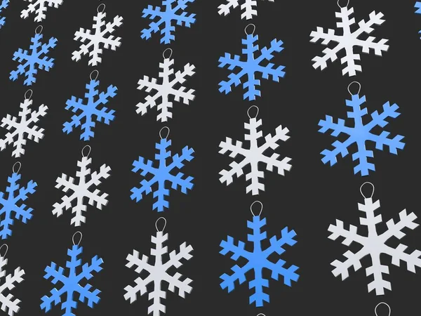 Floco Neve Azul Branco Decorações Árvore Natal — Fotografia de Stock