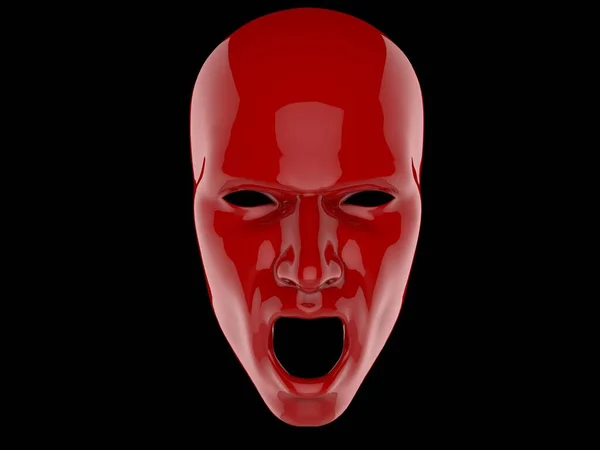 Red Screaming Computer Generated Face Isolated Black Background — Stock Photo, Image