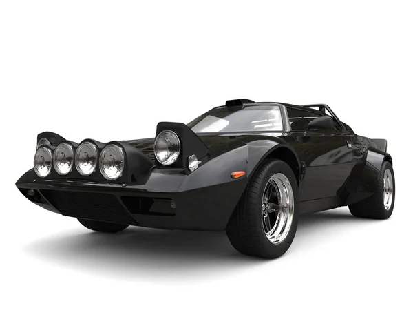 Jet Black Vintage Sports Race Car Front View Closeup Shot — Stok Foto