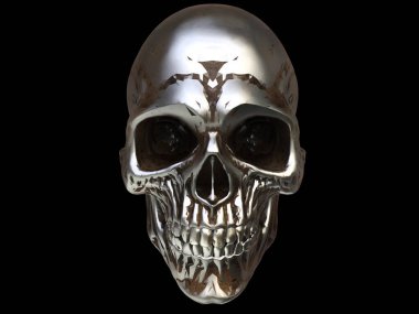 Ağır paslı metal kafatası