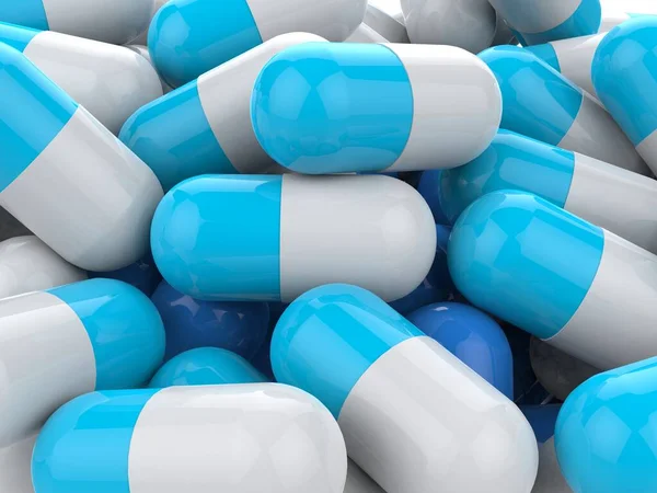 Lot Blue Medicine Capsule Pills Closeup Shot — Stock Photo, Image