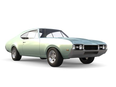 Metalik pastel yeşil eski model kaslı araba