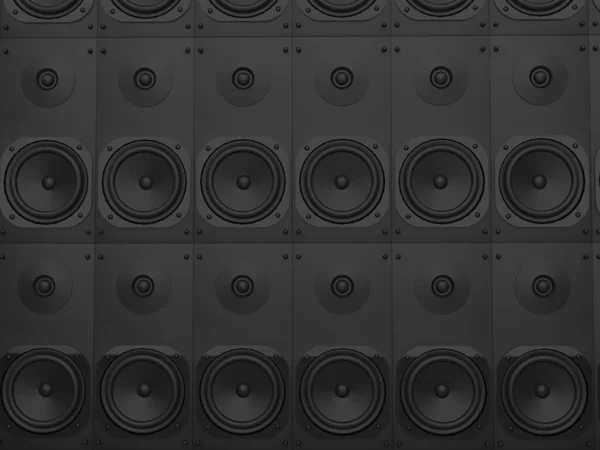 Ściana Matowych Głośników Muzycznych Black Bass — Zdjęcie stockowe