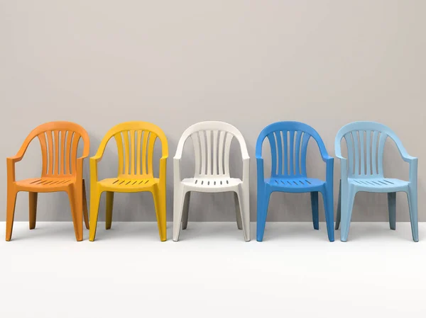 Generic Plastic Chairs Warm Cold Colors — Stock Photo, Image