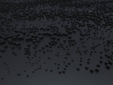 Koyu soyut şehir ortamı arkaplanı - 3B İllüstrasyon