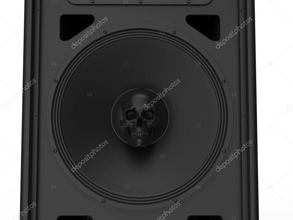 Modern music speaker with skull in the center of it