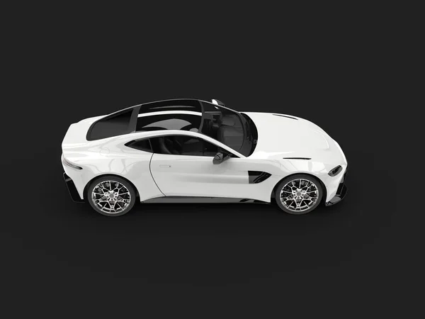 Білий Сучасний Електричний Спортивний Автомобіль Вид Зверху Вниз — стокове фото