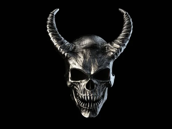 Heavy Metal Demon Skull Horns Sharp Teeth — Stock Photo, Image