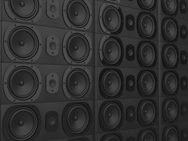 Modern müzik hoparlörleri duvarı - mat siyah