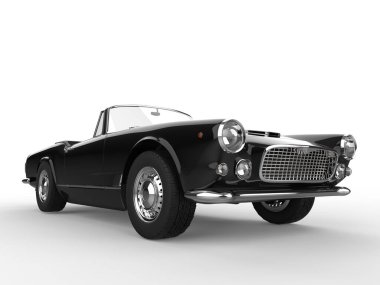 Siyah yenilenmiş klasik Cabriolet araba - düşük açılı ön çekim